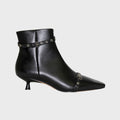 Black Strap-Detail Ankle Boots