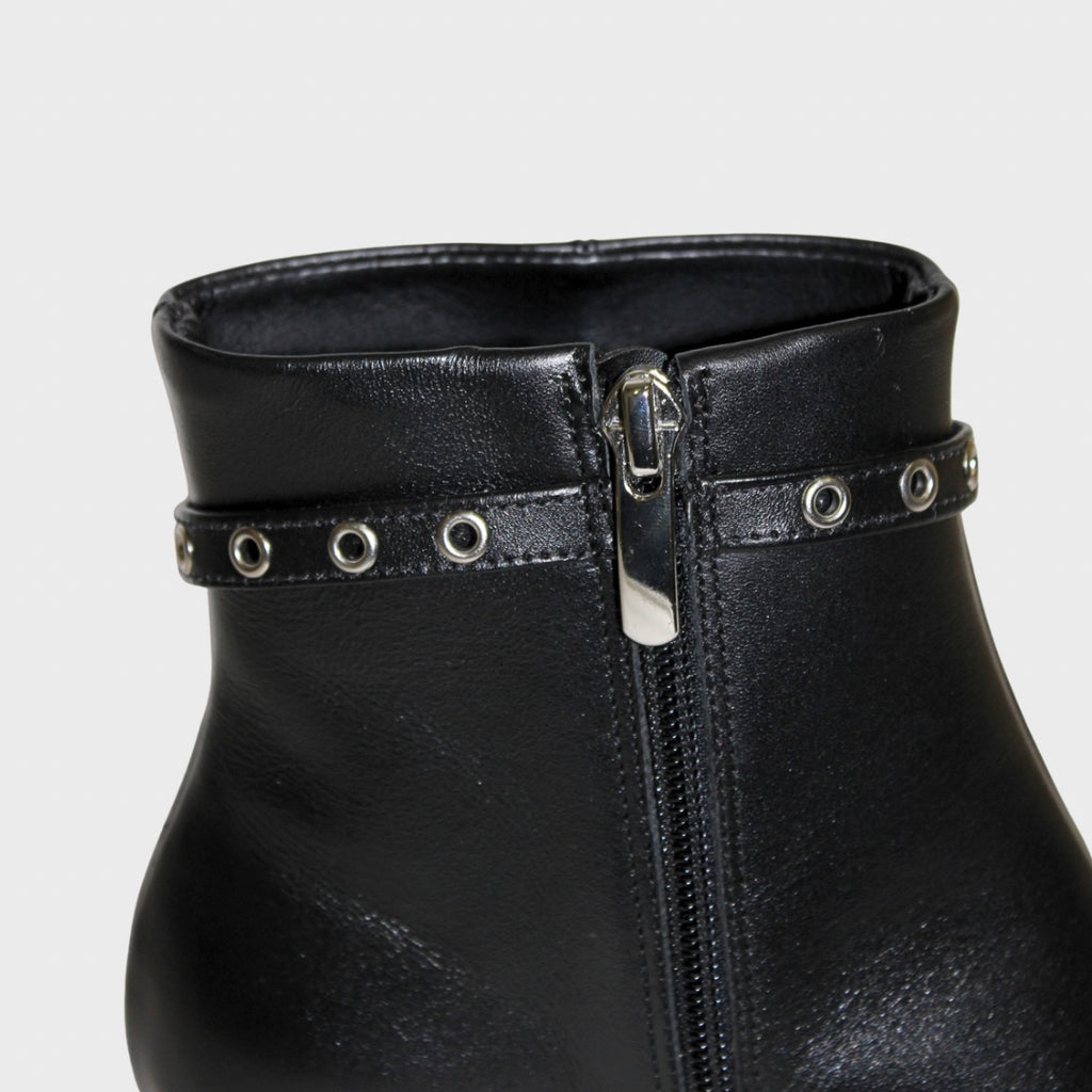 Black Strap-Detail Ankle Boots