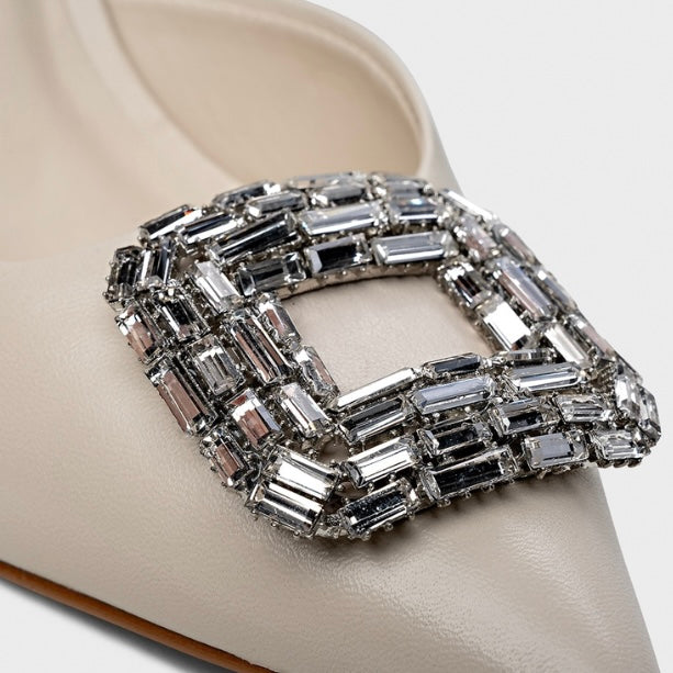 Brooch Detail Ankle Strap Heel