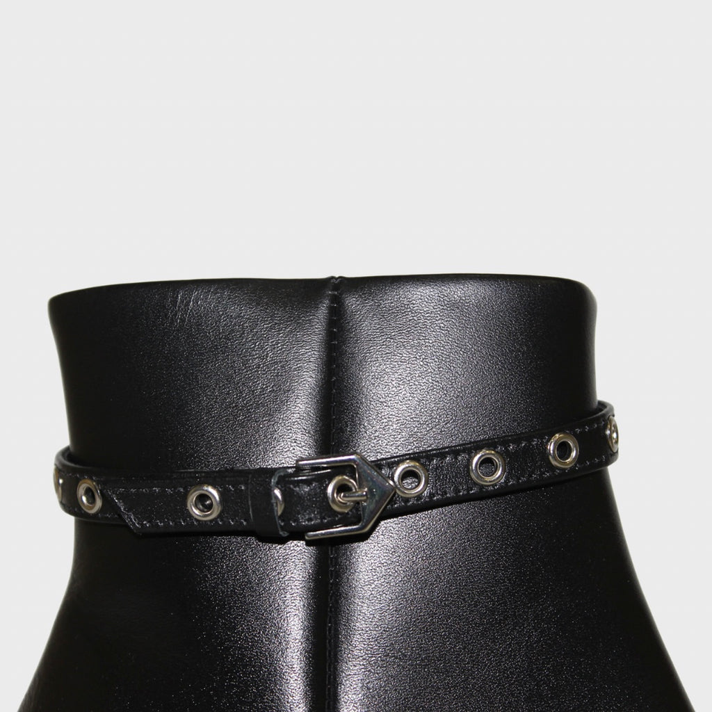 Black Strap-Detail Ankle Boots