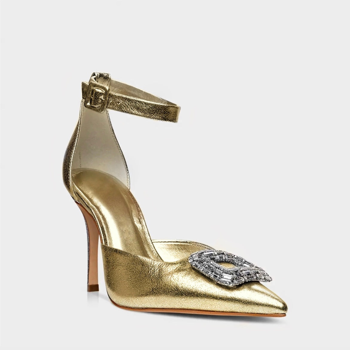 Brooch Detail Ankle Strap Heel