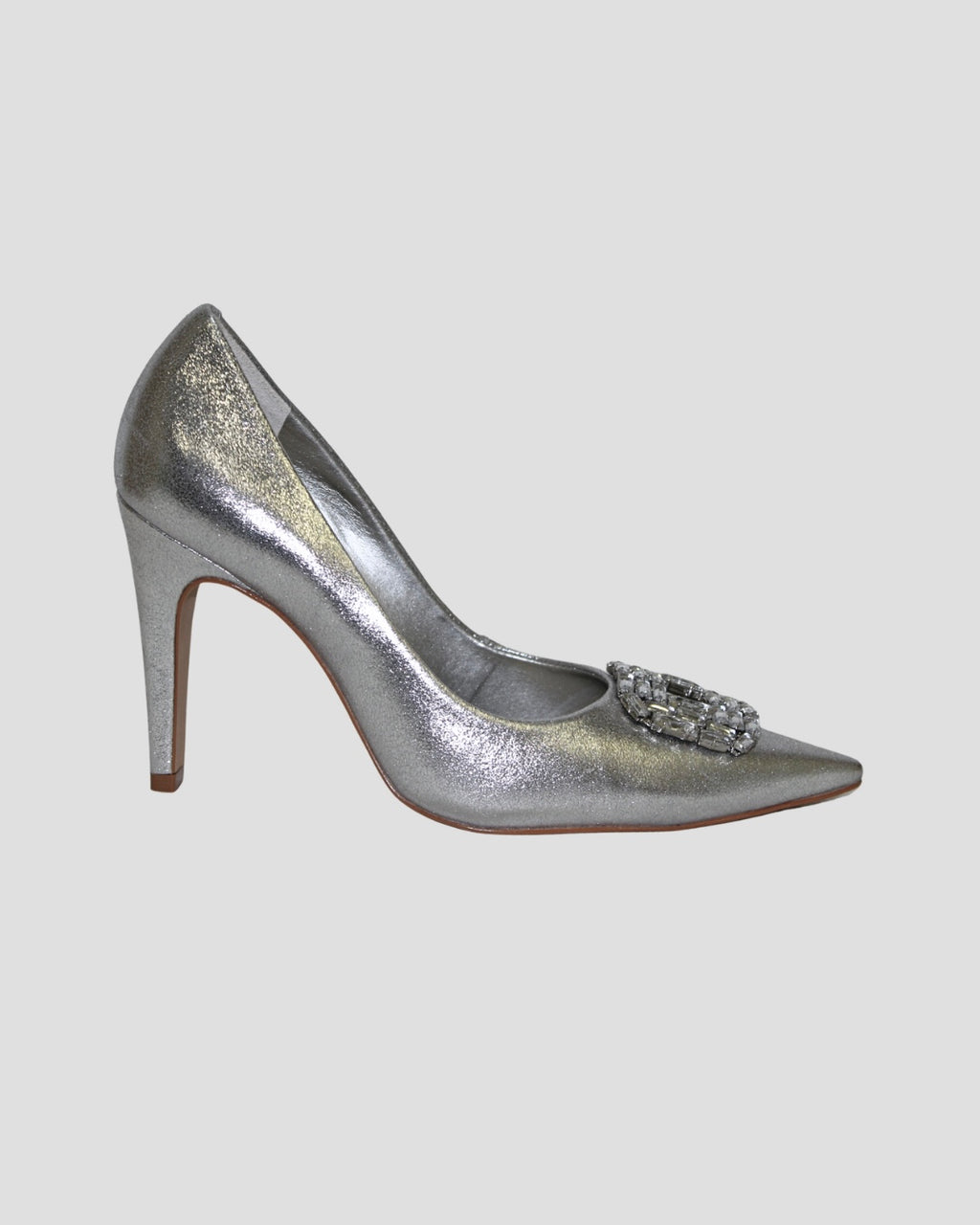 Brooch Detail Leather Pump
