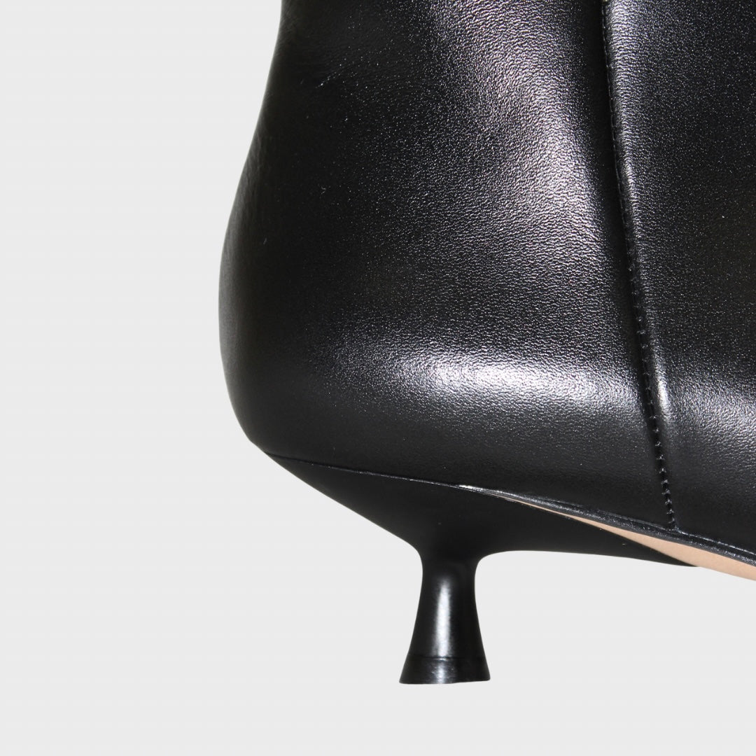Black Strap-Detail Ankle Boots