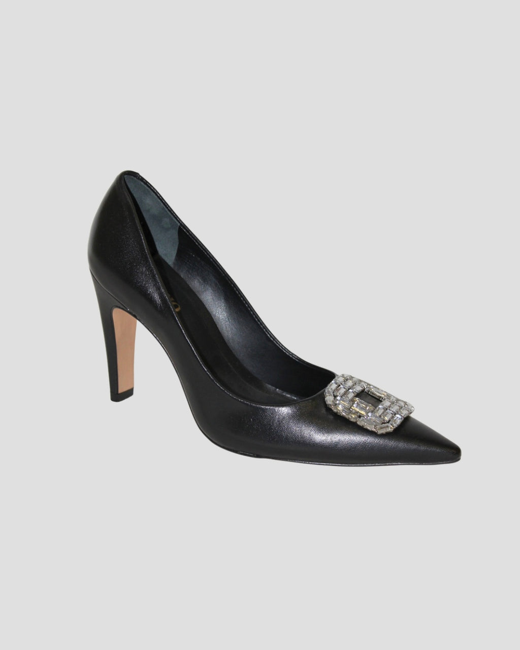 Brooch Detail Leather Pump