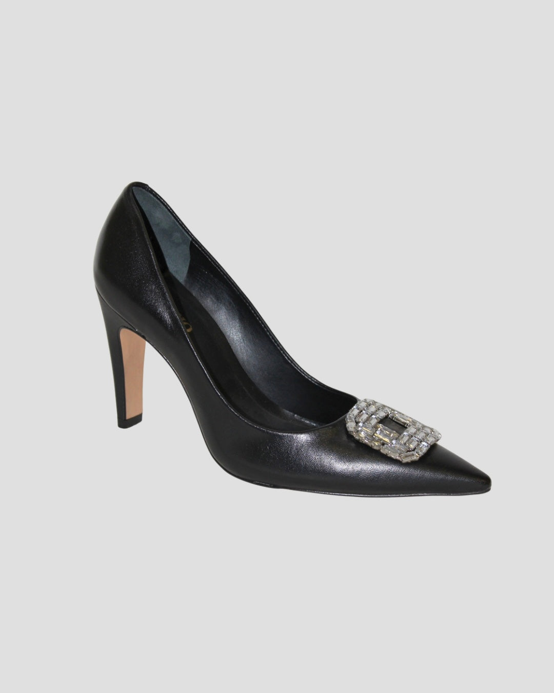 Brooch Detail Leather Pump